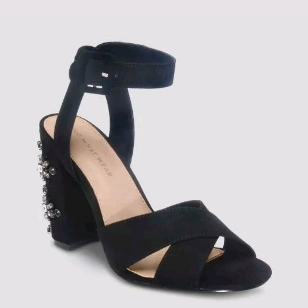Who what wear albany black suede block heel
